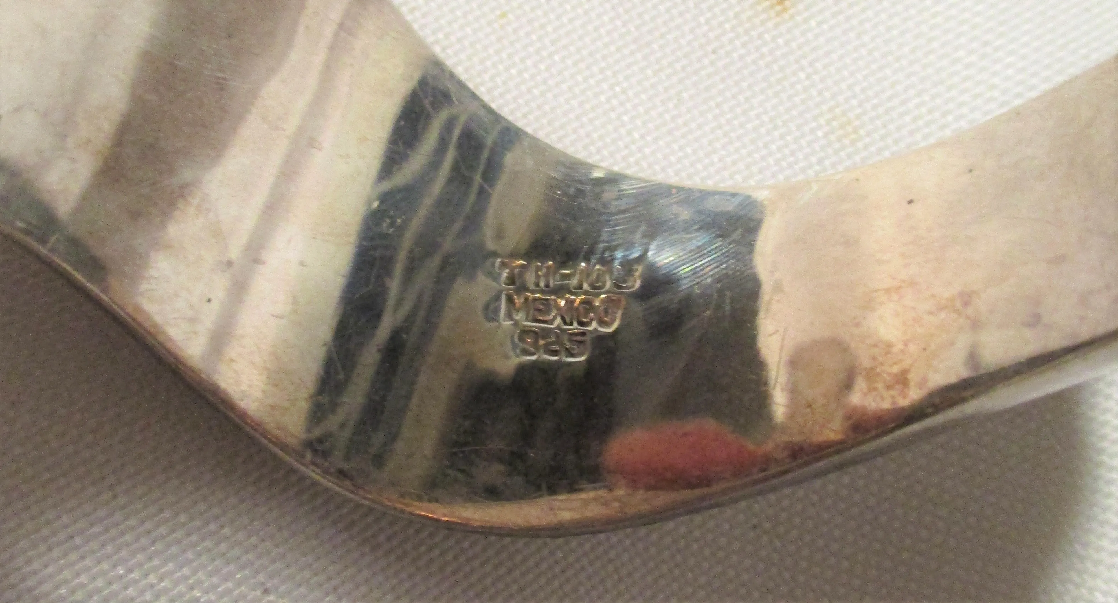 Vintage Signed TAXCO ABALONE Sterling Silver Hinged CUFF BRACELET BAND Jewelry Boho Statement