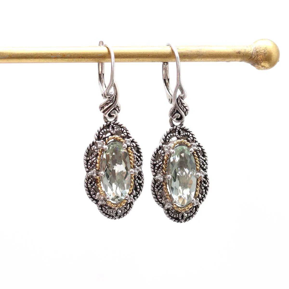 Vintage Style Green Quartz Earrings #LE8149-GQ