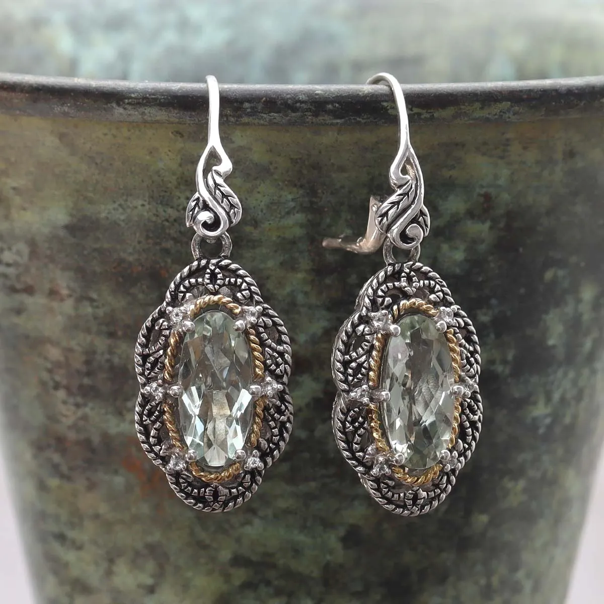 Vintage Style Green Quartz Earrings #LE8149-GQ