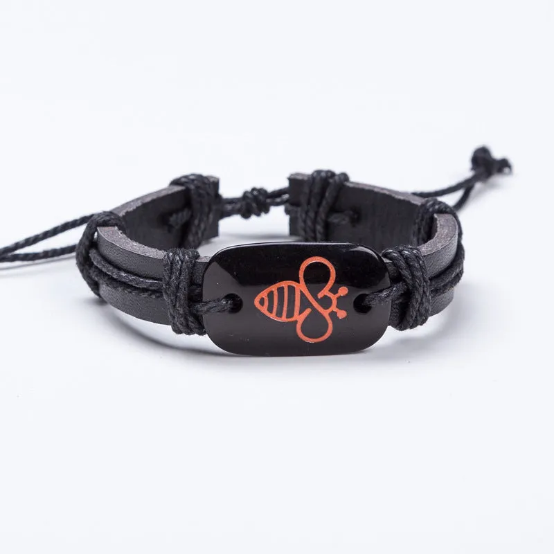 Vintage Woven Cute Bee Leather Bracelet Bracelet