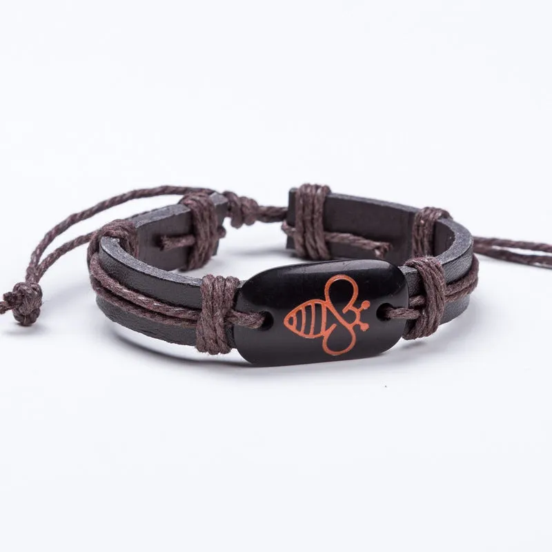 Vintage Woven Cute Bee Leather Bracelet Bracelet