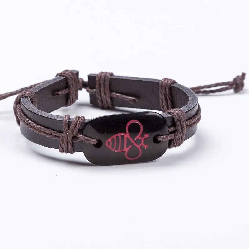 Vintage Woven Cute Bee Leather Bracelet Bracelet