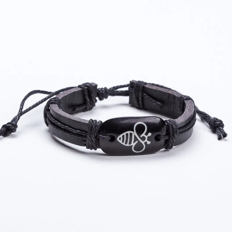 Vintage Woven Cute Bee Leather Bracelet Bracelet