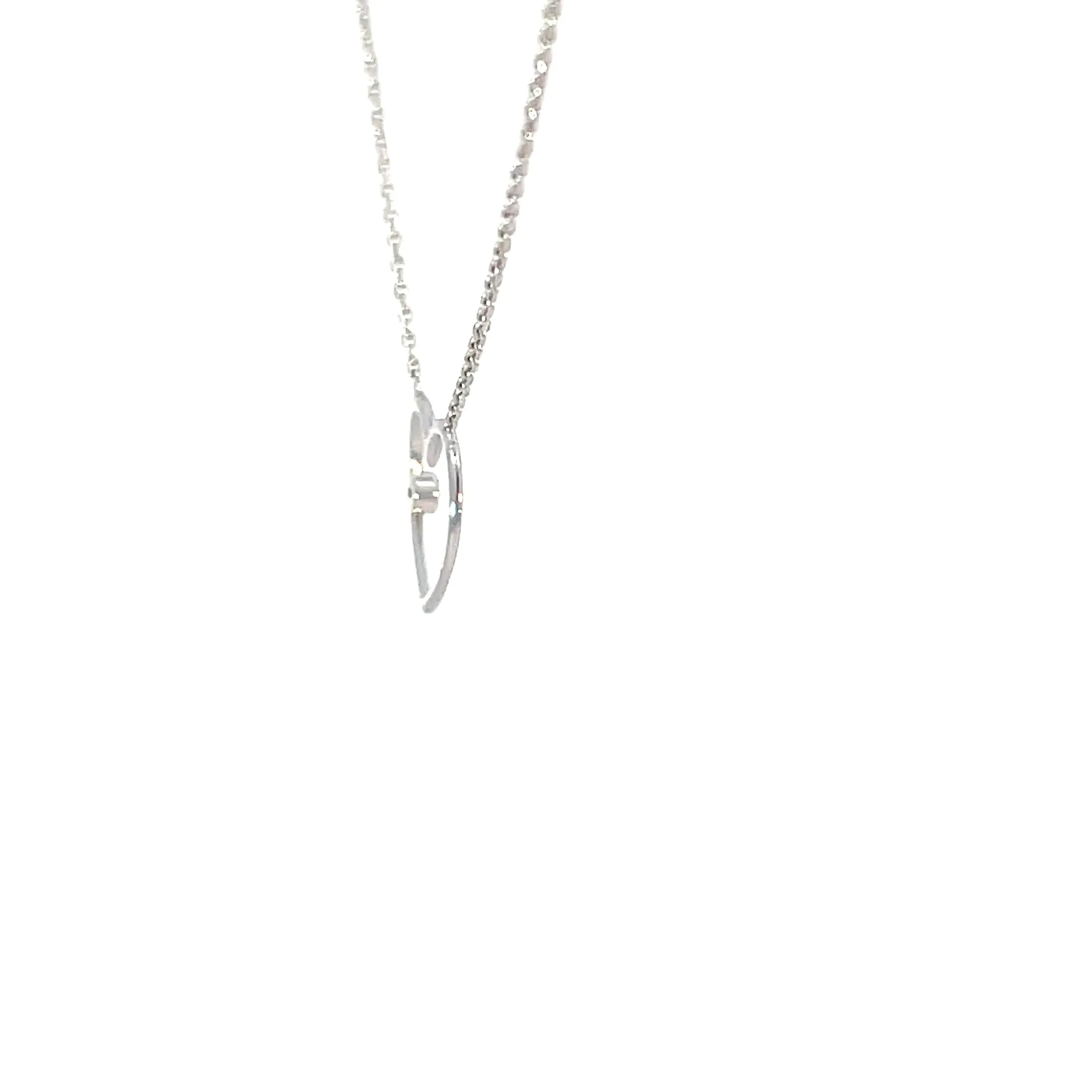 White Gold Open Wire Heart Necklace