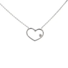 White Gold Open Wire Heart Necklace