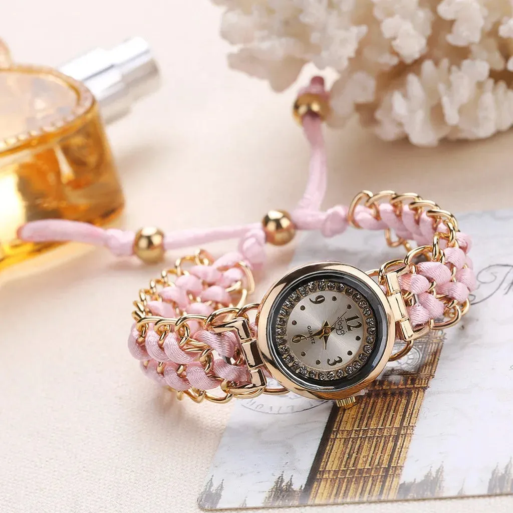 Women’s Knitting Rope Chain Quartz Wristwatch | Fashionable Simple Analog Watch with Sapphire Crystal