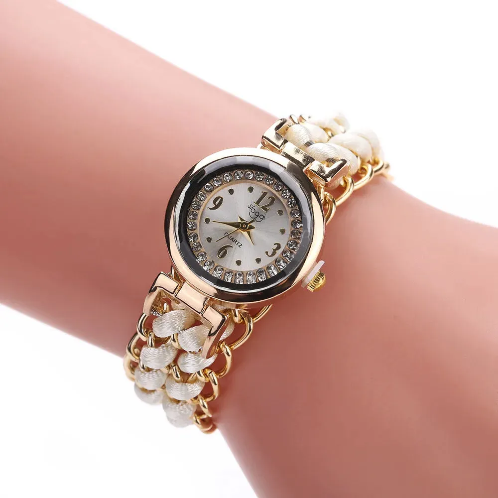 Women’s Knitting Rope Chain Quartz Wristwatch | Fashionable Simple Analog Watch with Sapphire Crystal