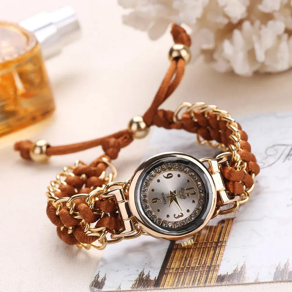 Women’s Knitting Rope Chain Quartz Wristwatch | Fashionable Simple Analog Watch with Sapphire Crystal