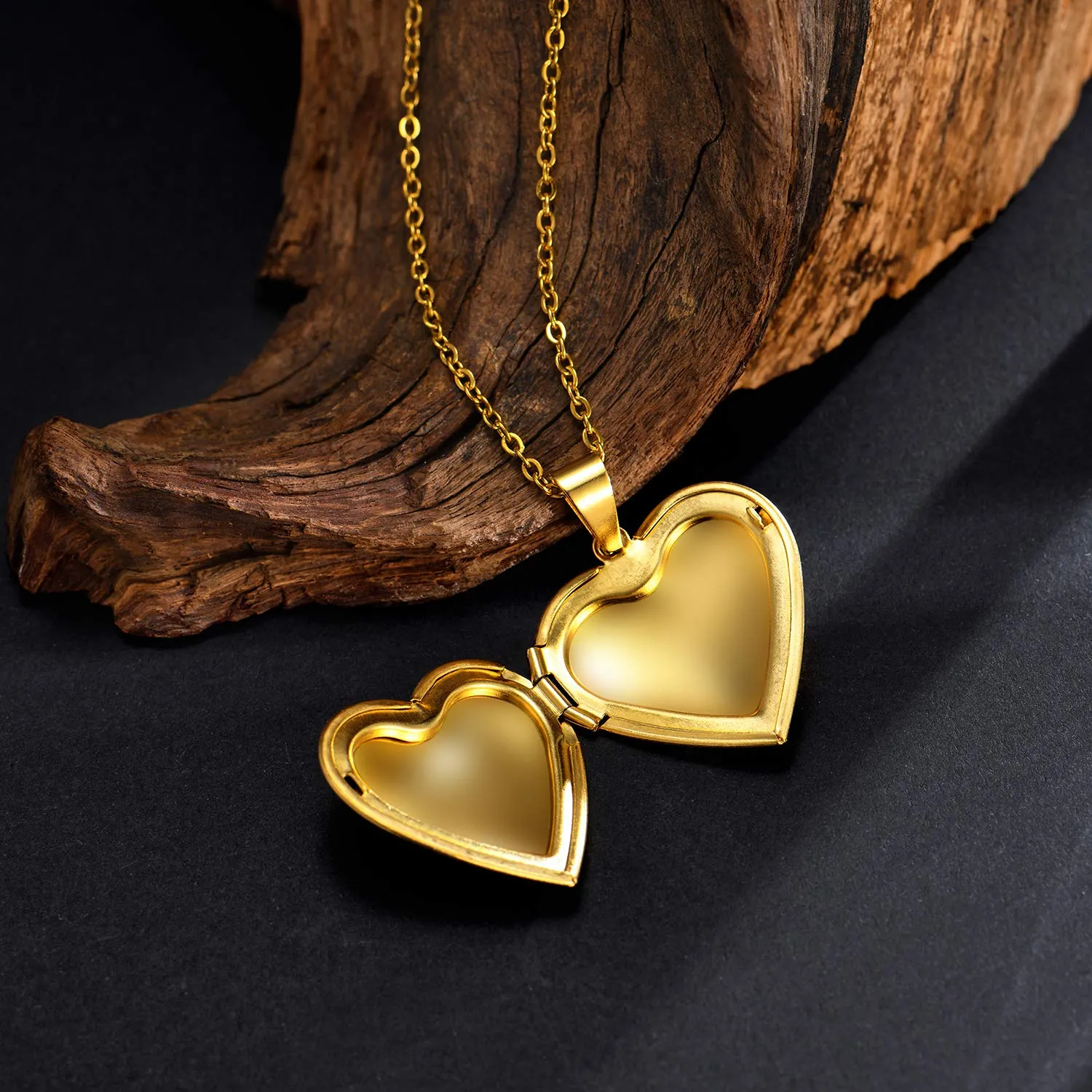 Yellow Chimes Pendant for Women Golden Openable Heart Photo Frame Locket Gift Jewelry Pendant Necklace for Men and Women.