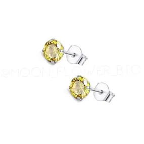 Yellow CZ Stud Earrings