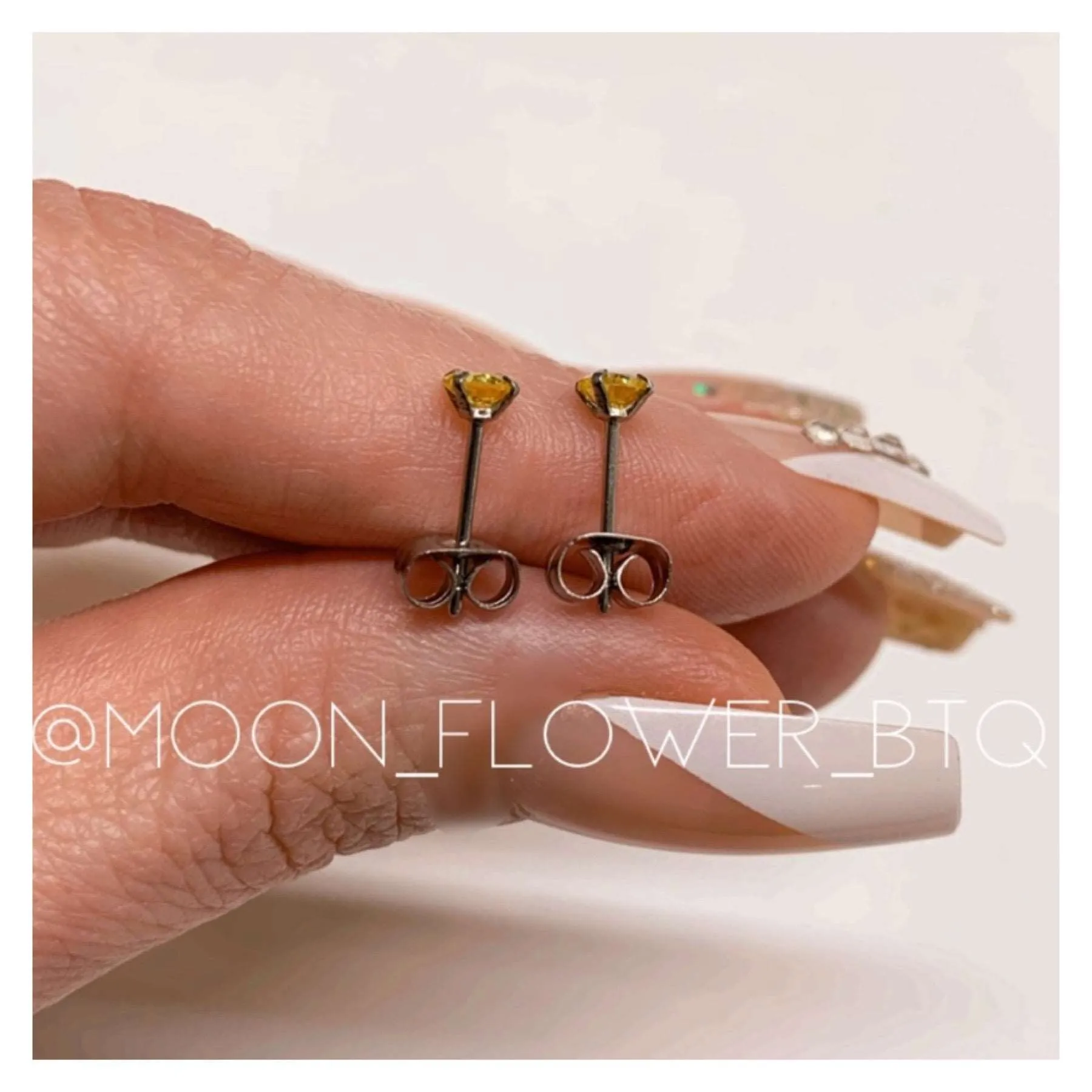 Yellow CZ Stud Earrings