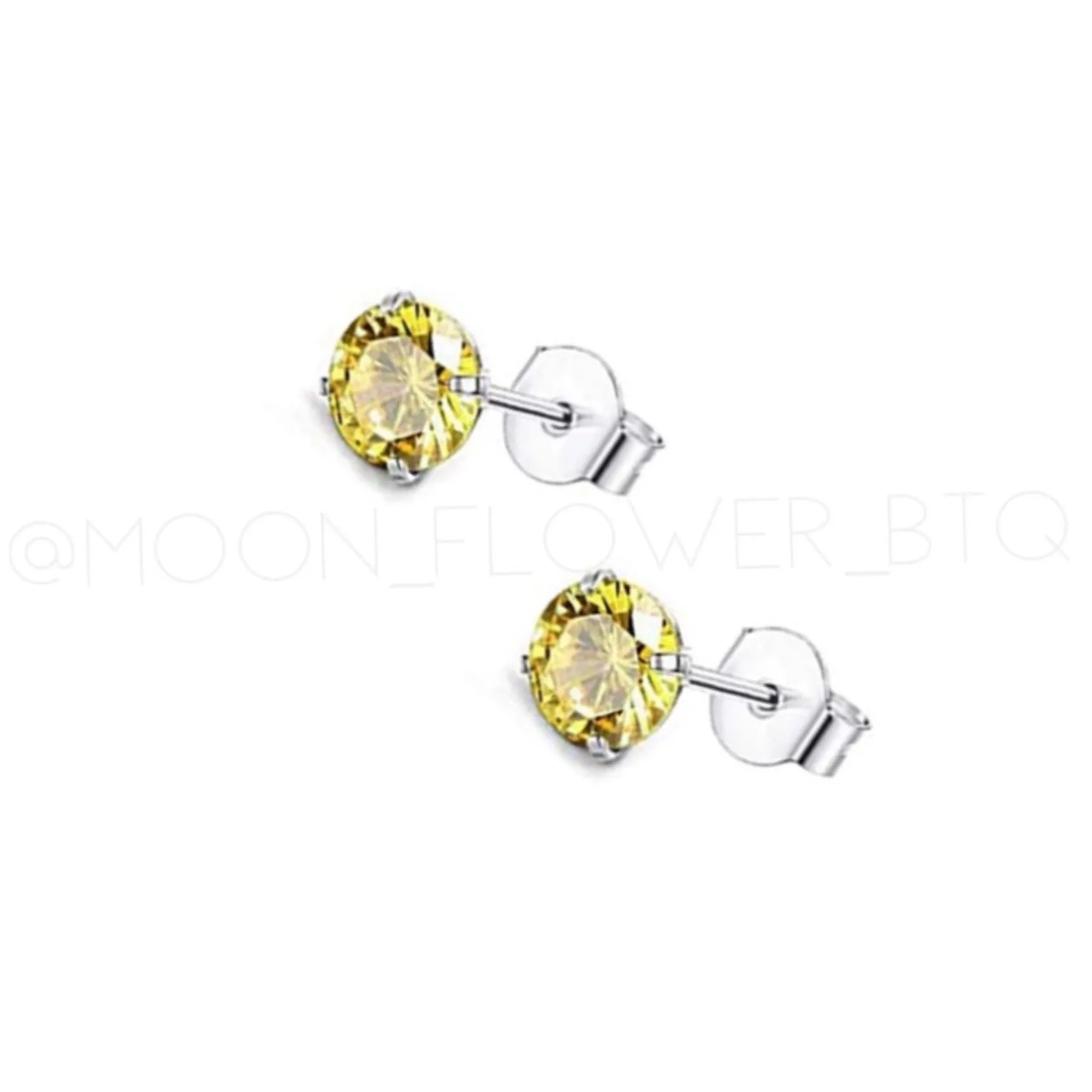 Yellow CZ Stud Earrings